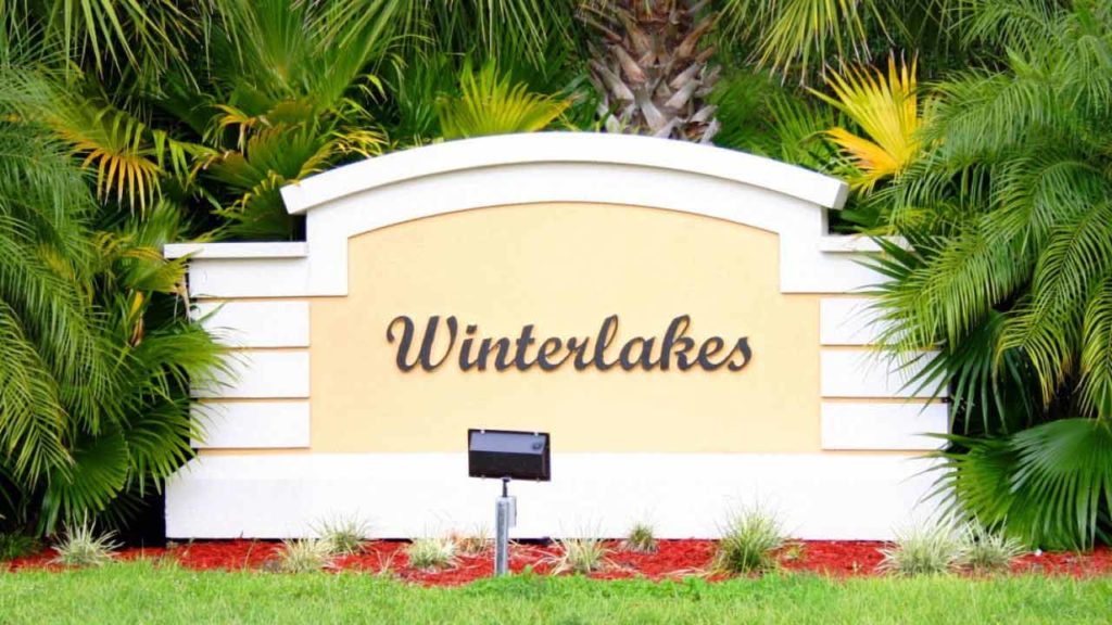 Image of the entrance sign to Winterlakes in Port St. Lucie Florida